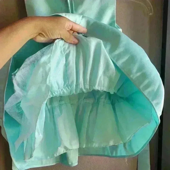 New W/O Tag Princess Faith Satin Dress Turquoise Size 24M Satin Sleeveless - Picture 9 of 9